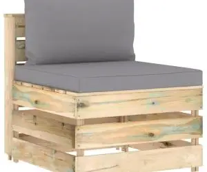 vidaXL Canapea de mijloc modulară cu perne, lemn verde tratat