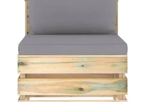 Canapea de mijloc modulară cu perne, lemn verde tratat - 2/5