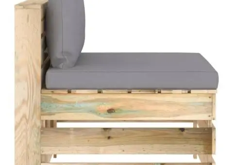 Canapea de mijloc modulară cu perne, lemn verde tratat - 3/5