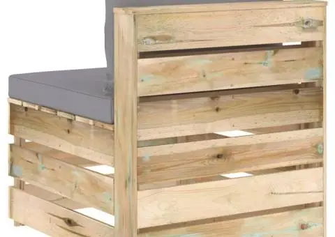 Canapea de mijloc modulară cu perne, lemn verde tratat - 4/5