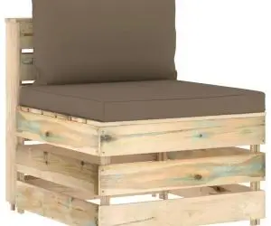 vidaXL Canapea de mijloc modulară cu perne, verde, lemn impregnat