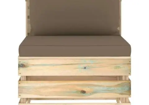 Canapea de mijloc modulară cu perne, verde, lemn impregnat - 2/5