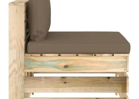 Canapea de mijloc modulară cu perne, verde, lemn impregnat - 3/5