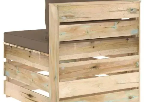 Canapea de mijloc modulară cu perne, verde, lemn impregnat - 4/5