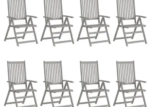Scaune grădină rabatabile cu perne 8 buc. gri lemn masiv acacia - 2/5