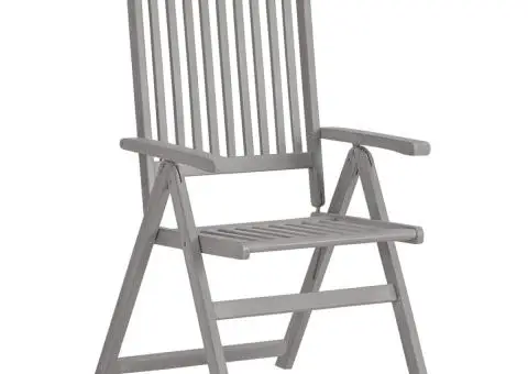 Scaune grădină rabatabile cu perne 8 buc. gri lemn masiv acacia - 4/5