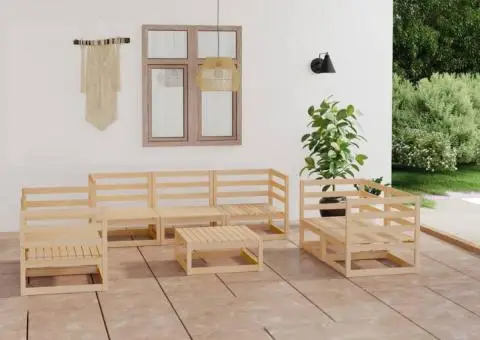 Set mobilier de grădină, 8 piese, lemn masiv de pin - 1/5