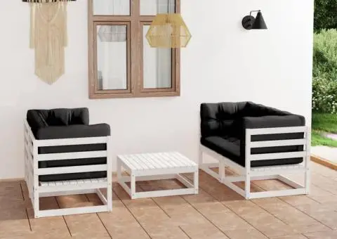 Set mobilier de grădină cu perne, 5 piese, lemn masiv de pin - 1/5