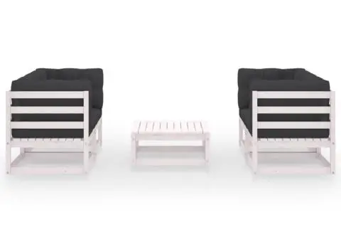 Set mobilier de grădină cu perne, 5 piese, lemn masiv de pin - 3/5