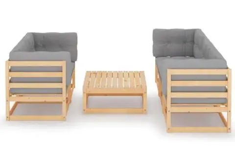 Set mobilier de grădină cu perne, 6 piese, lemn masiv de pin - 2/5
