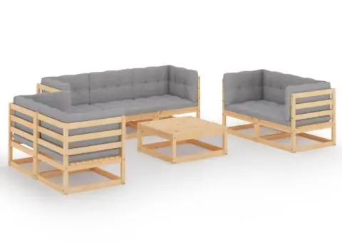 Set mobilier de grădină cu perne, 8 piese, lemn masiv de pin - 2/5