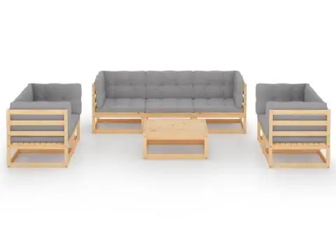 Set mobilier de grădină cu perne, 8 piese, lemn masiv de pin - 3/5