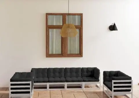 Set mobilier de grădină cu perne, 8 piese, lemn masiv de pin - 1/5