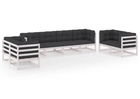 Set mobilier de grădină cu perne, 8 piese, lemn masiv de pin - 2/5