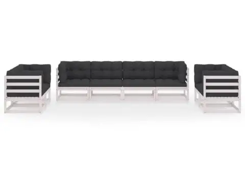 Set mobilier de grădină cu perne, 8 piese, lemn masiv de pin - 3/5