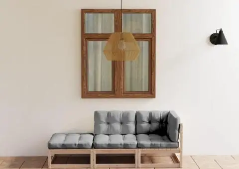 Set mobilier grădină cu perne, 3 piese, lemn masiv de pin - 1/5