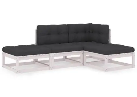Set mobilier de grădină cu perne, 4 piese, lemn masiv de pin - 2/5