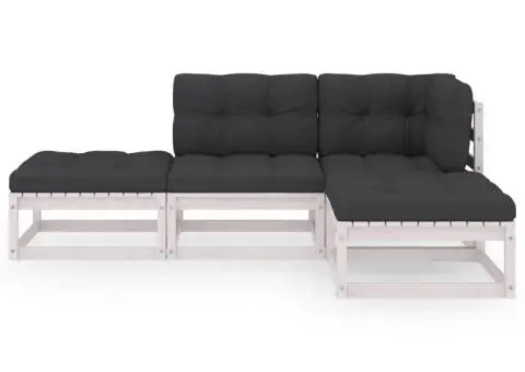 Set mobilier de grădină cu perne, 4 piese, lemn masiv de pin - 3/5