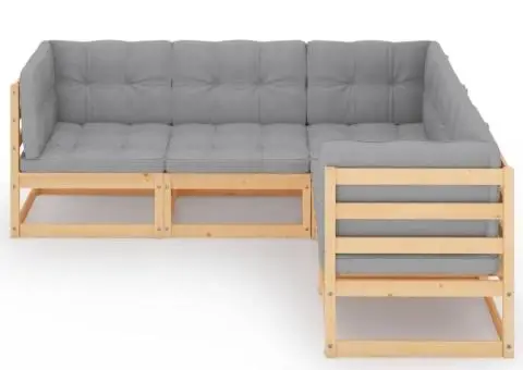 Set mobilier de grădină, 5 piese, cu perne, lemn masiv de pin - 3/5