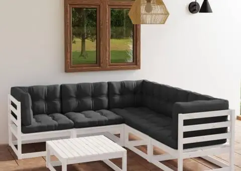 Set mobilier de grădină cu perne, 6 piese, lemn masiv de pin - 1/5