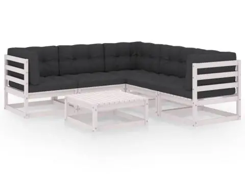 Set mobilier de grădină cu perne, 6 piese, lemn masiv de pin - 2/5