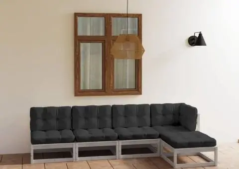 Set mobilier de grădină cu perne, 5 piese, lemn masiv de pin - 1/5