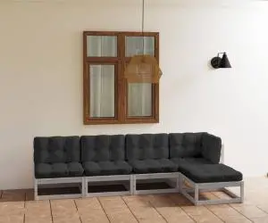 vidaXL Set mobilier de grădină cu perne, 5 piese, lemn masiv de pin