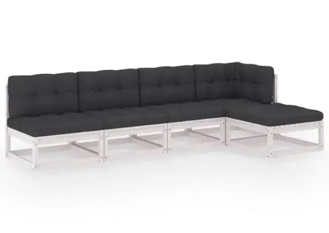 Set mobilier de grădină cu perne, 5 piese, lemn masiv de pin - 2/5