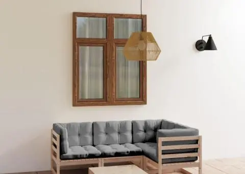 Set mobilier de grădină, 5 piese, cu perne, lemn masiv de pin - 1/5