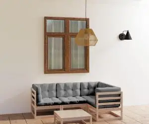vidaXL Set mobilier de grădină, 5 piese, cu perne, lemn masiv de pin