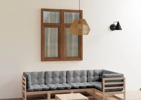 Set mobilier de grădină cu perne, 6 piese, lemn masiv de pin - 1/5