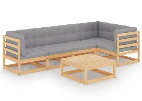 Set mobilier de grădină cu perne, 6 piese, lemn masiv de pin - 2/5