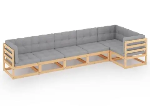 Set mobilier de grădină cu perne, 6 piese, lemn masiv de pin - 2/5