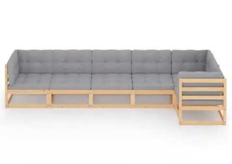Set mobilier de grădină cu perne, 6 piese, lemn masiv de pin - 3/5