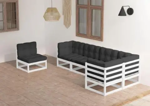 Set mobilier de grădină cu perne, 6 piese, lemn masiv de pin - 1/5