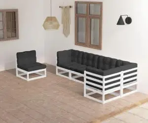 vidaXL Set mobilier de grădină cu perne, 6 piese, lemn masiv de pin