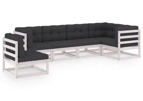Set mobilier de grădină cu perne, 6 piese, lemn masiv de pin - 2/5