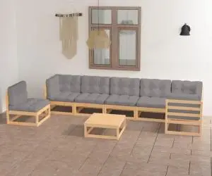vidaXL Set mobilier de grădină cu perne, 8 piese, lemn masiv de pin
