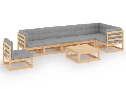 Set mobilier de grădină cu perne, 8 piese, lemn masiv de pin - 2/5