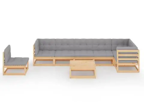 Set mobilier de grădină cu perne, 8 piese, lemn masiv de pin - 3/5