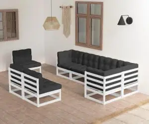 vidaXL Set mobilier de grădină cu perne, 8 piese, lemn masiv de pin