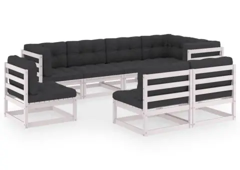 Set mobilier de grădină cu perne, 8 piese, lemn masiv de pin - 2/5