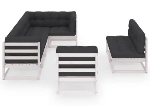 Set mobilier de grădină cu perne, 8 piese, lemn masiv de pin - 3/5