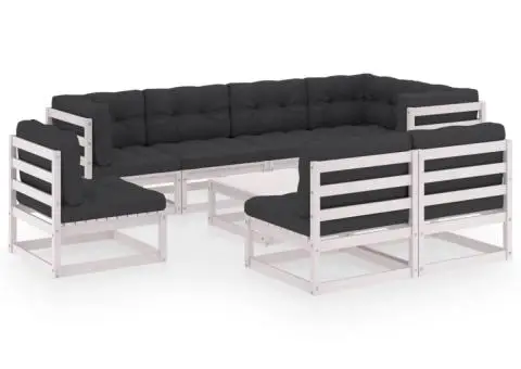 Set mobilier de grădină cu perne, 9 piese, lemn masiv de pin - 2/5