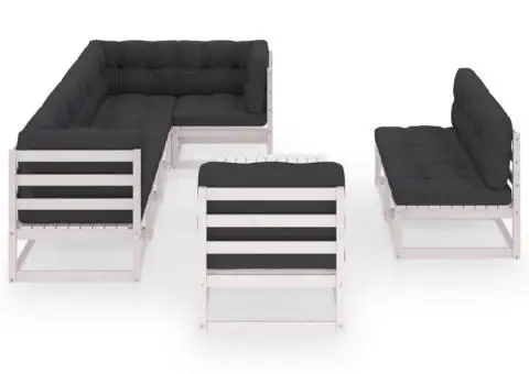 Set mobilier de grădină cu perne, 9 piese, lemn masiv de pin - 3/5