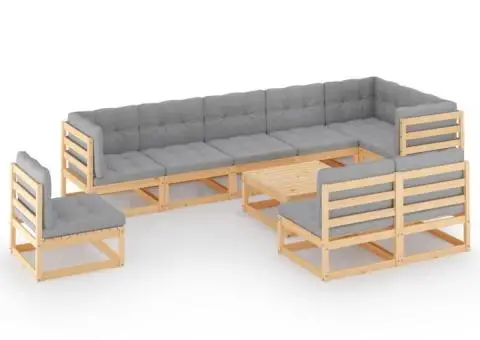 Set mobilier grădină cu perne, 10 piese, lemn masiv de pin - 2/5