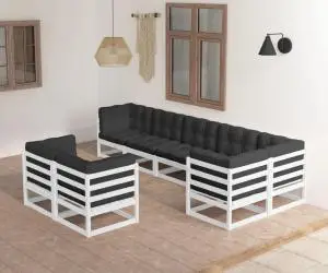 vidaXL Set mobilier de grădină cu perne, 8 piese, lemn masiv de pin