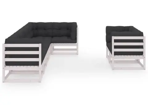 Set mobilier de grădină cu perne, 8 piese, lemn masiv de pin - 3/5