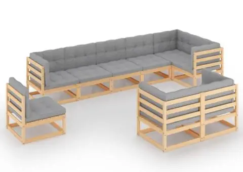 Set mobilier grădină cu perne, 9 piese, lemn masiv de pin - 2/5