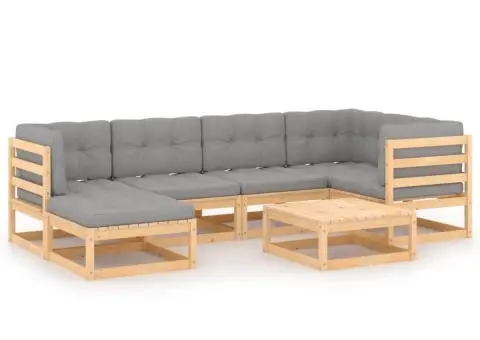 Set mobilier de grădină cu perne, 7 piese, lemn masiv de pin - 2/5